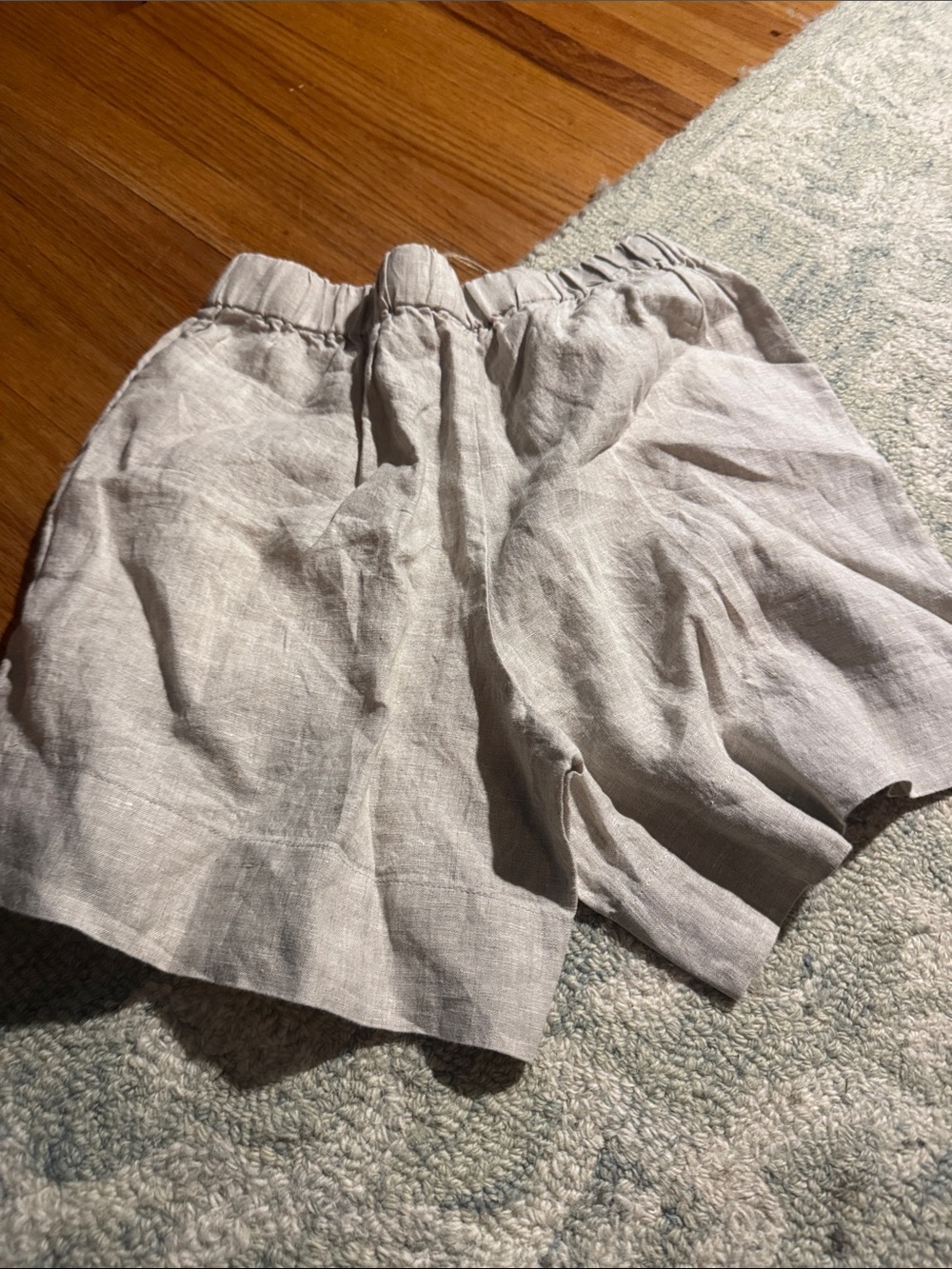 Women XS brand new  Linen Blend Elastic Waist Shorts - Light Beige - Picture 4 of 4